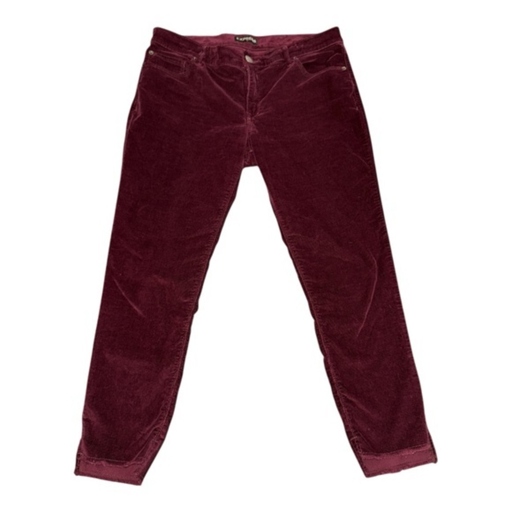 Express Burgundy Ankle Legging Corduroy Pants Size 12 Mid Rise Stretch Skinny